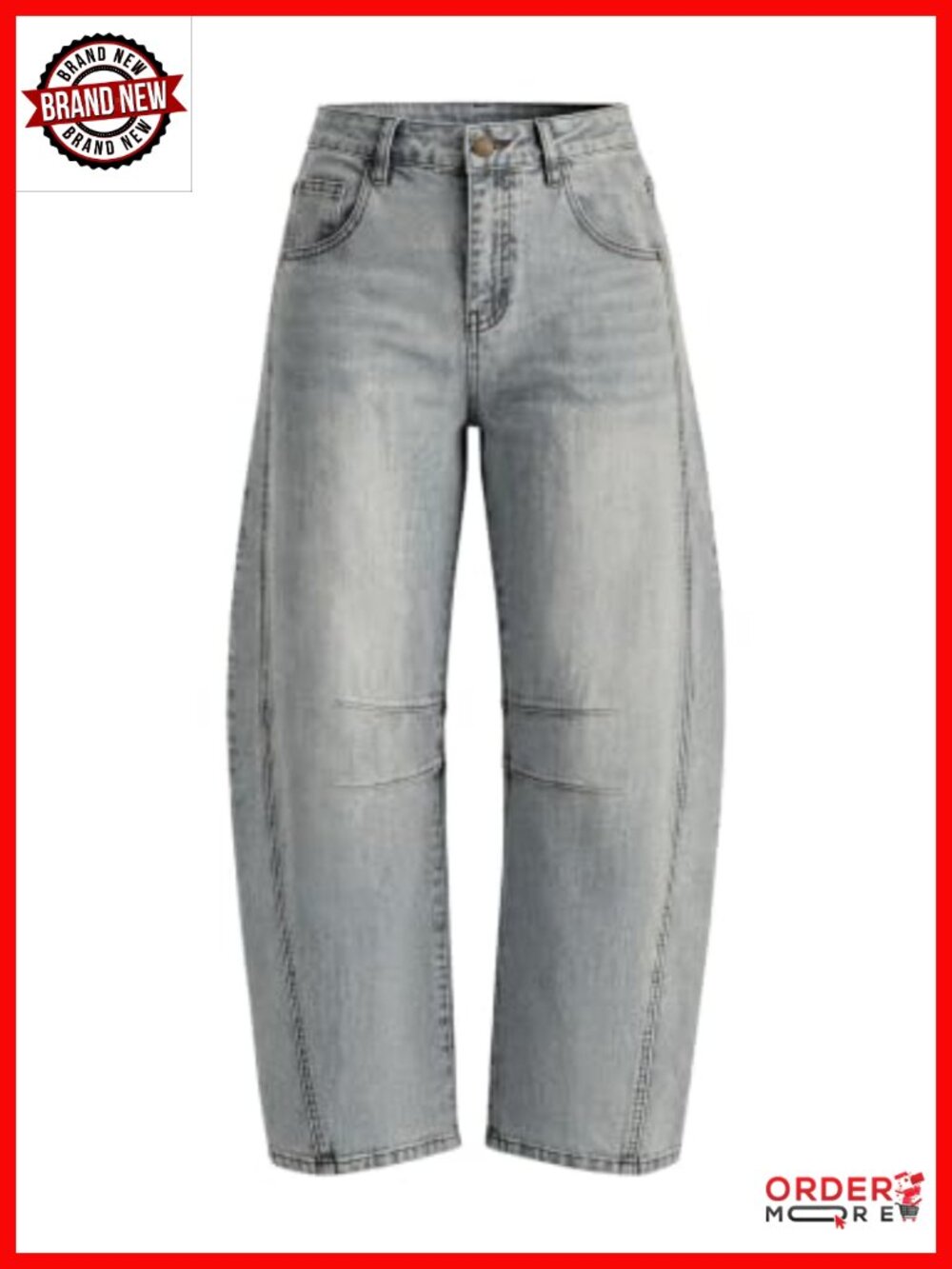 Barrel Baggy Jeans High Waisted Wide Leg Stretch Denim Pants